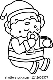 Cute Fat Santa Claus outline
