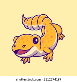 Cute Fat Tailet Gecko Cartoon Vector Icon Illustration. Animal Nature Icon Concept Isolated Premium Vector. Flat Cartoon Style