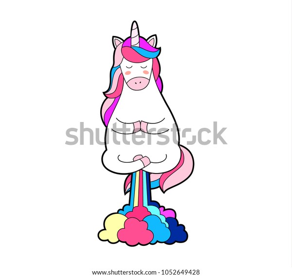 Cute Fat Unicorn Farting Rainbow Unicorn Stock Vector Royalty Free
