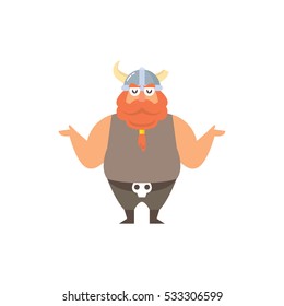 Cute fat viking mascot character set