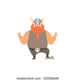 Cute fat viking mascot character set