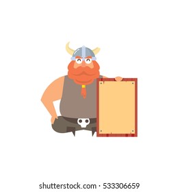 Cute fat viking mascot character set