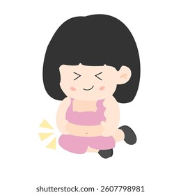 Cute fat woman holding her own fat on her belly