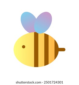 Cute fat yellow bee flying doodle icon vector design