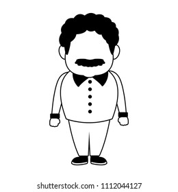 Cute father cartoon in black and white