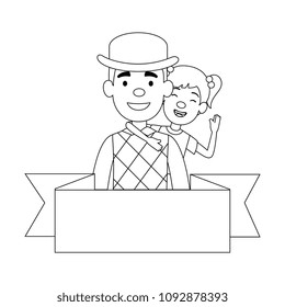 cute father with daughter avatars characters
