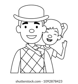 cute father with daughter avatars characters