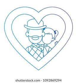 cute father with daughter in heart