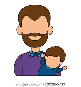 cute father lifting baby avatars characters