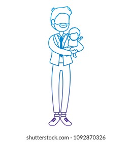 cute father lifting baby avatars characters