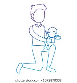 cute father lifting baby avatars characters