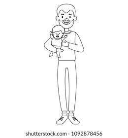 cute father lifting baby avatars characters