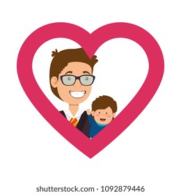 cute father lifting baby in heart
