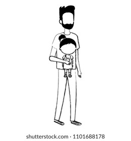 cute father lifting daughter avatars characters