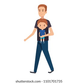cute father lifting son avatars characters