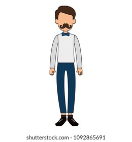 cute father with mustache avatar character