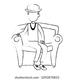 cute father in sofa avatar character