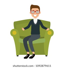 cute father in sofa avatar character