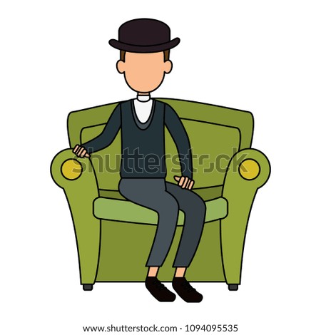 cute father in sofa avatar character