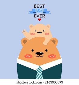 Cute father and son bear vector for father’s day card design