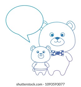 cute father and son bears teddy with speech bubble