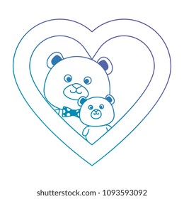 cute father and son bears teddy in heart