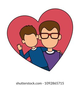 cute father with son in heart