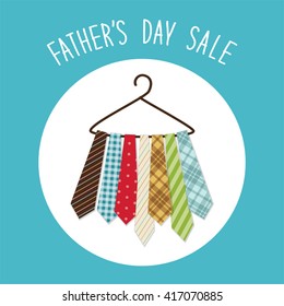 Cute Fathers Day background with different ties on hanger and hand written text for your decoration