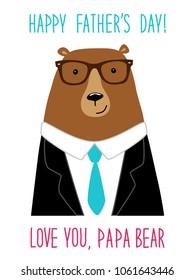 Cute Father's Day card with funny Dad Bear