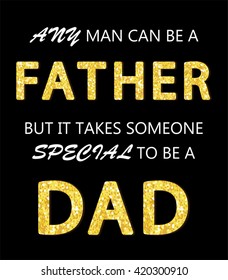 Cute Father's Day card with golden glitter letters for your decoration