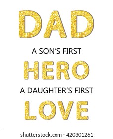 Cute Father's Day card with golden glitter letters for your decoration