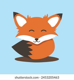 CUTE FATTY FOX VECTOR WITH COLOUR BACKGROUND