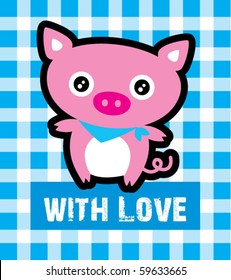 cute fatty pig love card