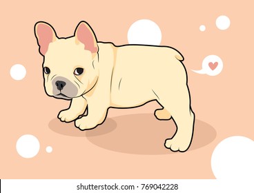 Cute Fawn Brown Pink French Bulldog. Adorable fawn brown and pink French Bulldog captured in a cute vector design, exuding charm, and playfulness. Perfect for various projects.