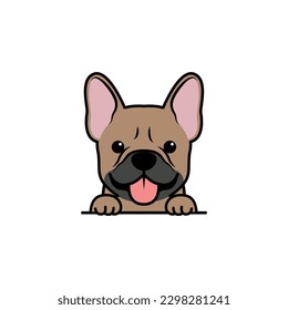 Cute fawn french bulldog puppy cartoon, vector illustration