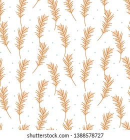 Cute feather pattern vector texture neutral beige.