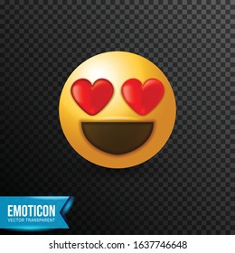 Cute feeling in love emoticon icon vector illustration, isolated on transparent background