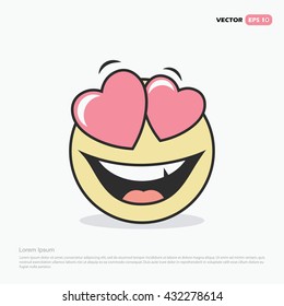 Cute feeling in love emoticon isolated on white background - smiley - vector illustration