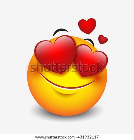 Cute feeling in love emoticon isolated on white background - emoji, smiley - vector illustration