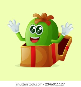 Cute Feijoa character appear in the gift box. Perfect for kids, merchandise and sticker

