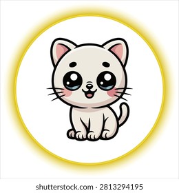 Cute Feline Character Vector For Microstock