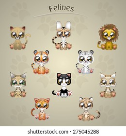 Cute felines collection vector illustration art