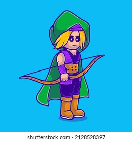 cute female archer illustration suitable for mascot sticker and t-shirt design