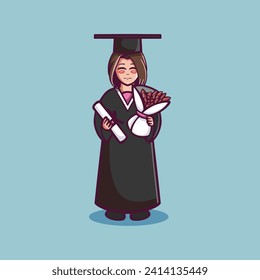 cute female bachelor graduate wearing a toga