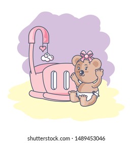 cute female bear baby animal in crib
