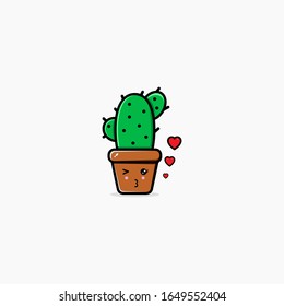 Cute female cartoon cactus character giving a kiss.