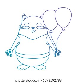 cute female cat with balloons air character