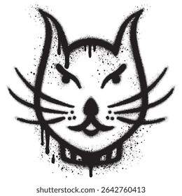 Cute female cat graffiti with black spray paint. vector illustration.