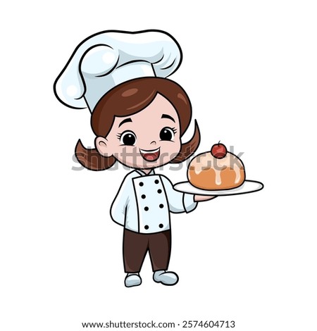 cute female chef character illustration