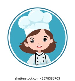 cute female chef illustration, cartoon or comic style